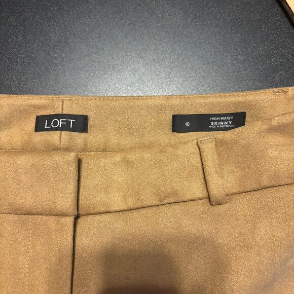Ann Taylor Loft Women High Waist Skinny Pants Size 10 Beige Faux Suede - Picture 6 of 7